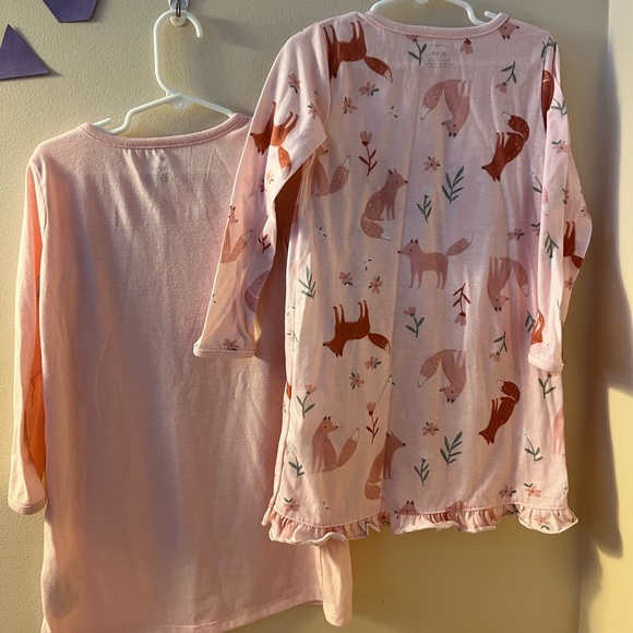 Carter’s 2 Toddler Pink Fox Nightgowns 4T Long Sleeve - Picture 2 of 2